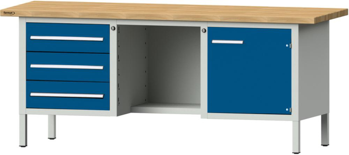 Format Kastenwerkbank
B2000xT700xH840mm
RAL 7035/5010 BMP: 40 mm - Detail 1