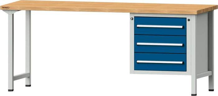 Format Kombi-Werkbank
B2000xT700xH840mm
RAL 7035/5010 BMP: 40 mm - Detail 1