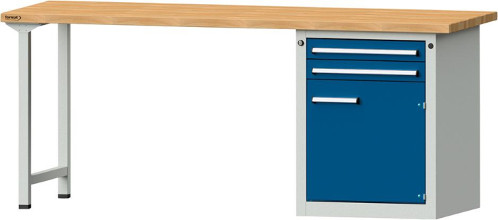 Format Kombi-Werkbank
B2000xT700xH840mm
RAL 7035/5010 BMP: 40 mm - Detail 1