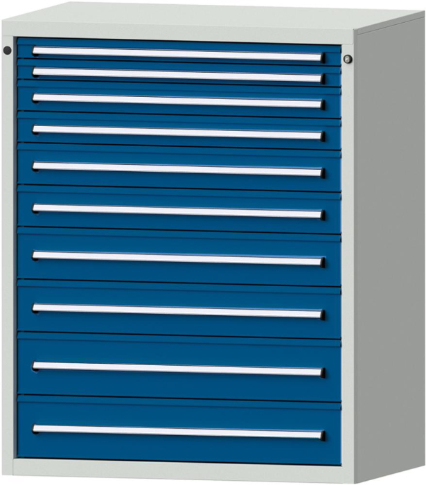 Format Schubladenschrank
B1060xT700xH1300mm
RAL7035/5010 - Detail 1