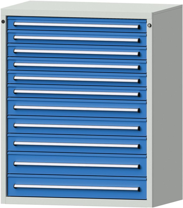 Format Schubladenschrank
B1060xT675xH1300mm
RAL7035/5012 - Detail 1