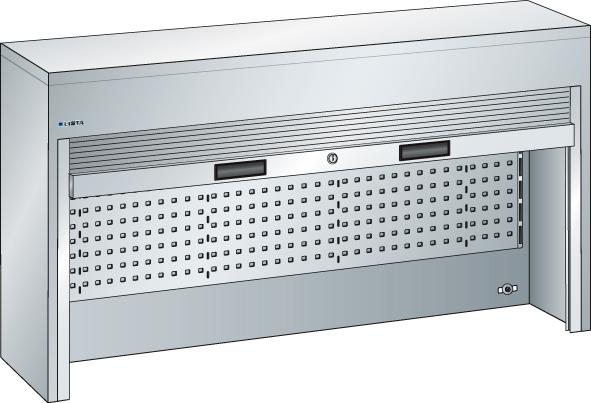 Rolladen-Aufsatzschrank
B1500xT250xH1050 mm
RAL 7035 - Detail 1