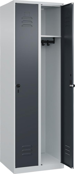 Garderobenschrank CLASSIC
B600xT500xH1850 mm
RAL 7035/7016, 2 Abteile - Detail 1