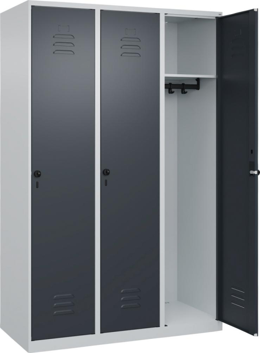 Garderobenschrank CLASSIC
B1200xT500xH1850 mm
RAL 7035/7016, 3 Abteile - Detail 1