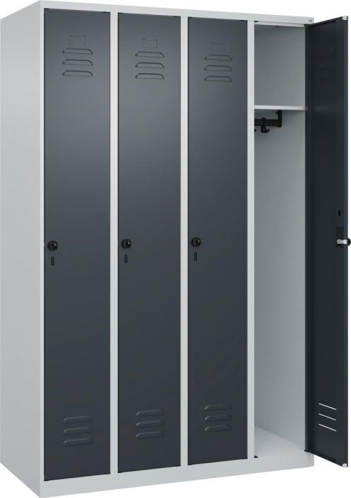 Garderobenschrank CLASSIC
B1200xT500xH1850 mm
RAL 7035/7016, 4 Abteile - Detail 1