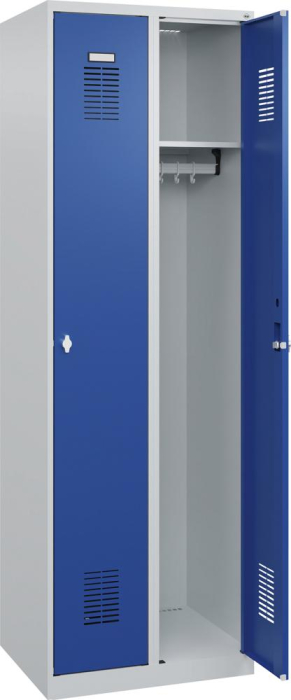 Garderobenschrank BASIC
B600xT500xH1850 mm
RAL 7035/5010, 2 Abteile - Detail 1
