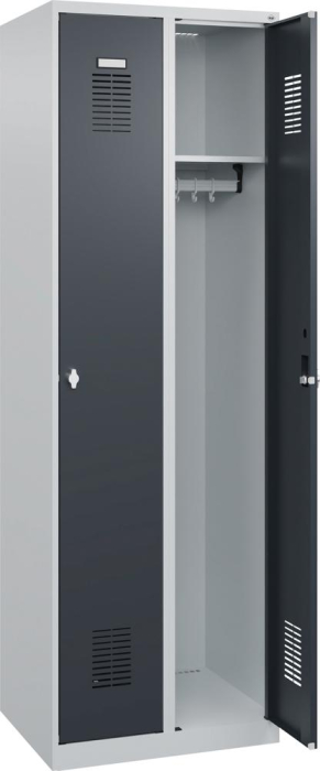 Garderobenschrank BASIC
B600xT500xH1850 mm
RAL 7035/7016, 2 Abteile - Detail 1