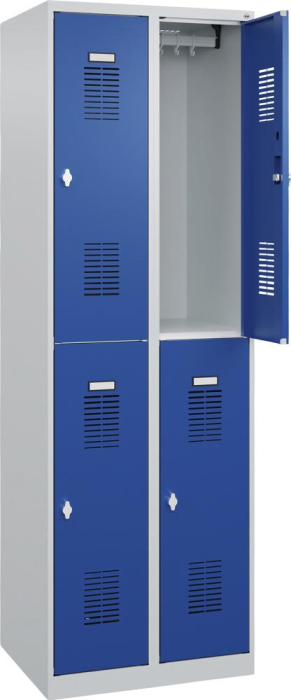 Garderobenschrank BASIC
B600xT500xH1850 mm
RAL 7035/5010, 2x2Abteile - Detail 1