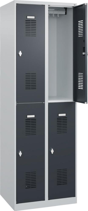 Garderobenschrank BASIC
B600xT500xH1850 mm
RAL 7035/7016, 2x2Abteile - Detail 1