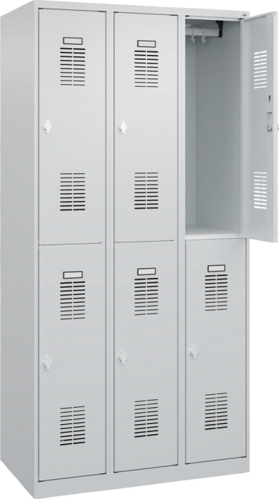 Garderobenschrank BASIC
B900xT500xH1850 mm
RAL 7035/7035, 3x2Abteile - Detail 1