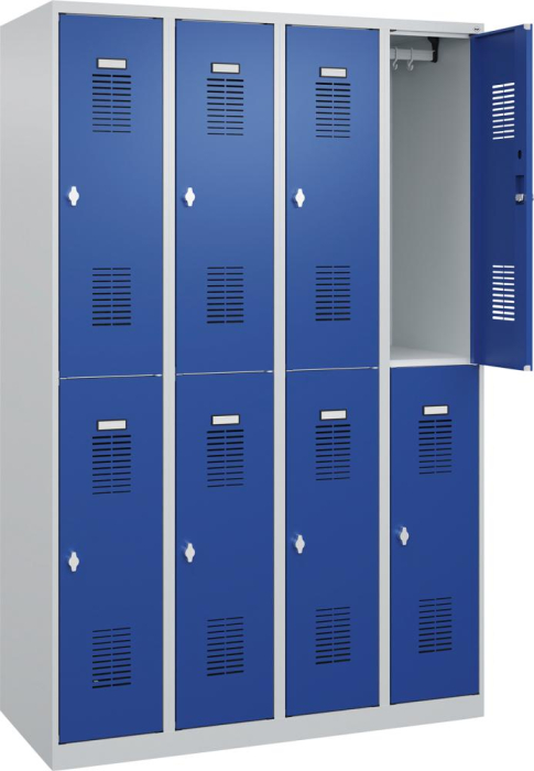 Garderobenschrank BASIC
B1200xT500xH1850 mm
RAL 7035/5010, 4x2Abteile - Detail 1