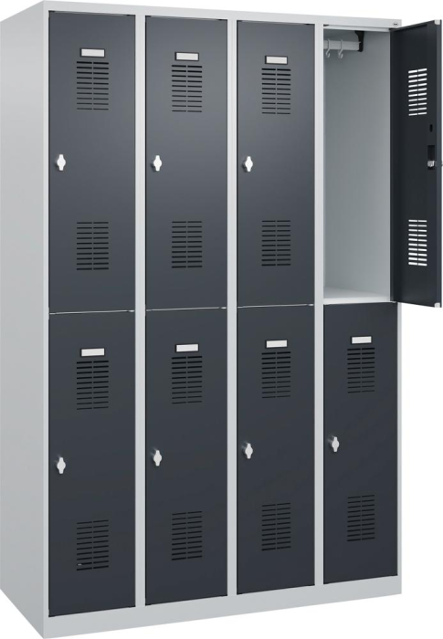 Garderobenschrank BASIC
B1200xT500xH1850 mm
RAL 7035/7016, 4x2Abteile - Detail 1