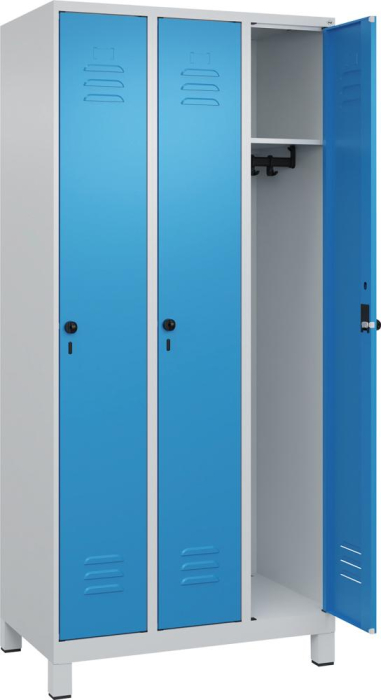 Garderobenschrank CLASSIC
B900xT500xH1950 mm
RAL 7035/5012, 3 Abteile - Detail 1