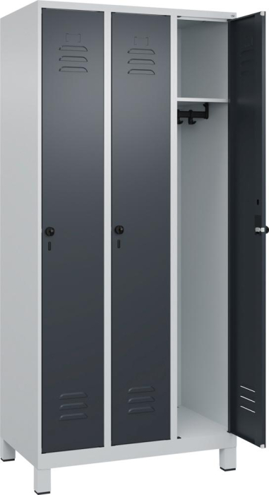 Garderobenschrank CLASSIC
B900xT500xH1950 mm
RAL 7035/7016, 3 Abteile - Detail 1