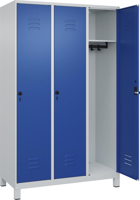 Garderobenschrank CLASSIC
B1200xT500xH1950 mm
RAL 7035/5010, 3 Abteile - Detail 1