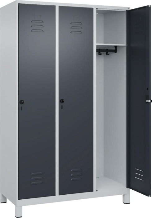 Garderobenschrank CLASSIC
B1200xT500xH1950 mm
RAL 7035/7016, 3 Abteile - Detail 1