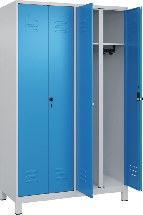 S/W-Gard.-Schrank CLASSIC
B1200xT500xH1950 mm
RAL 7035/5012, 4 Abteile - Detail 1