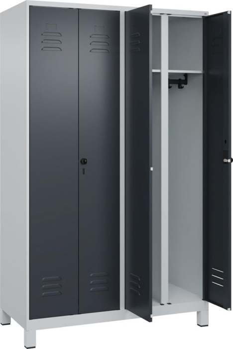 S/W-Gard.-Schrank CLASSIC
B1200xT500xH1950 mm
RAL 7035/7016, 4 Abteile - Detail 1