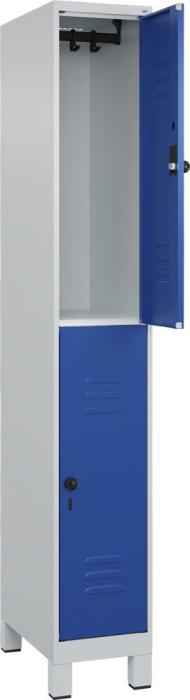 Doppelst. Schrank CLASSIC
B300xT500xH1950 mm
RAL 7035/5010, 1x2Abteile - Detail 1