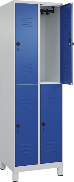 Doppelst. Schrank CLASSIC
B600xT500xH1950 mm
RAL 7035/5010, 2x2Abteile - Detail 1