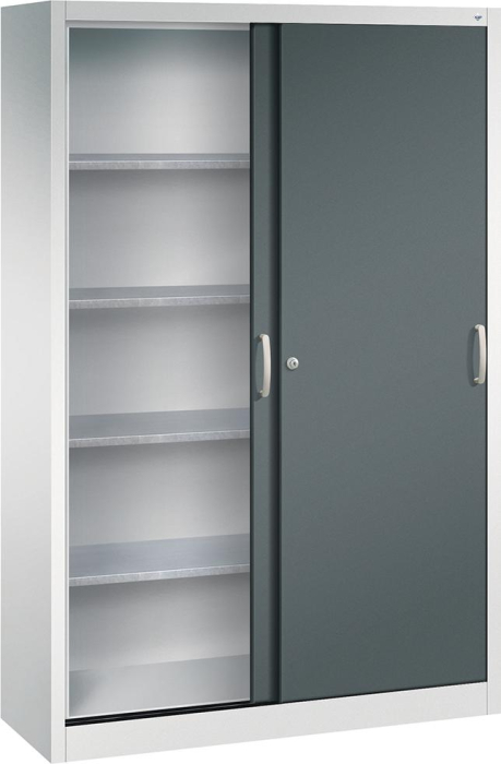Schiebetürenschrank
B1200xT400xH1950 mm
RAL 7035/7016,4Fachböden - Detail 1