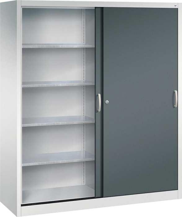 Schiebetürenschrank
B1600xT500xH1950 mm
RAL 7035/7016,8Fachböden - Detail 1