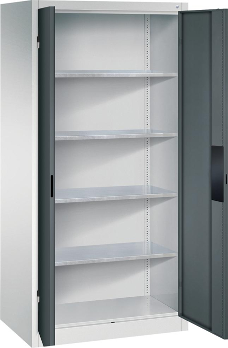 Schwerlastschrank m.Türen
B930xT600xH1950 mm
RAL 7035/7016,4Fachböden - Detail 1