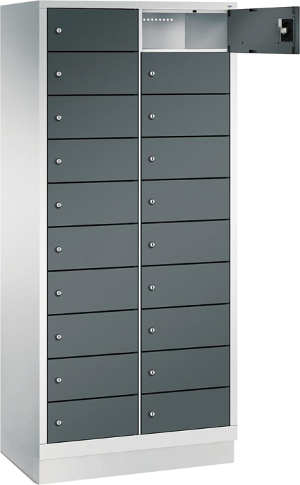 Laptopschrank 2x10Fächer
B810xT500xH1800 mm
RAL 7035/7016 - Detail 1
