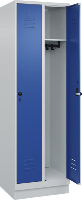 Garderobenschrank CLASSIC
B600xT500xH1950 mm
RAL 7035/5010, 2 Abteile - Detail 1