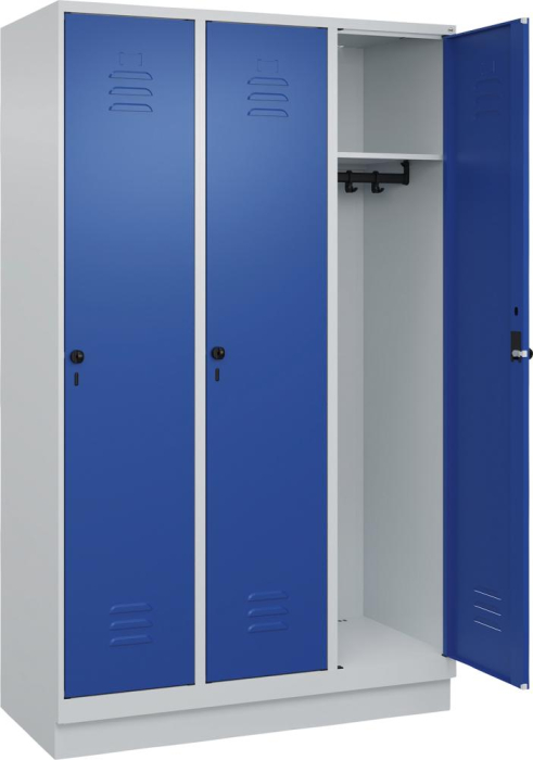 Garderobenschrank CLASSIC
B1200xT500xH1950 mm
RAL 7035/5010, 3 Abteile - Detail 1