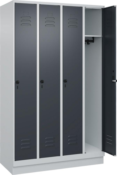 Garderobenschrank CLASSIC
B1200xT500xH1950 mm
RAL 7035/7016, 4 Abteile - Detail 1