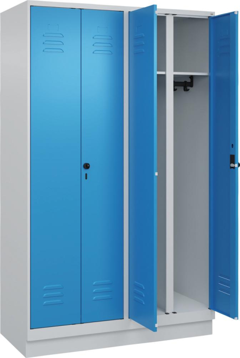 S/W-Gard.-Schrank CLASSIC
B1200xT500xH1950 mm
RAL 7035/5012, 4 Abteile - Detail 1