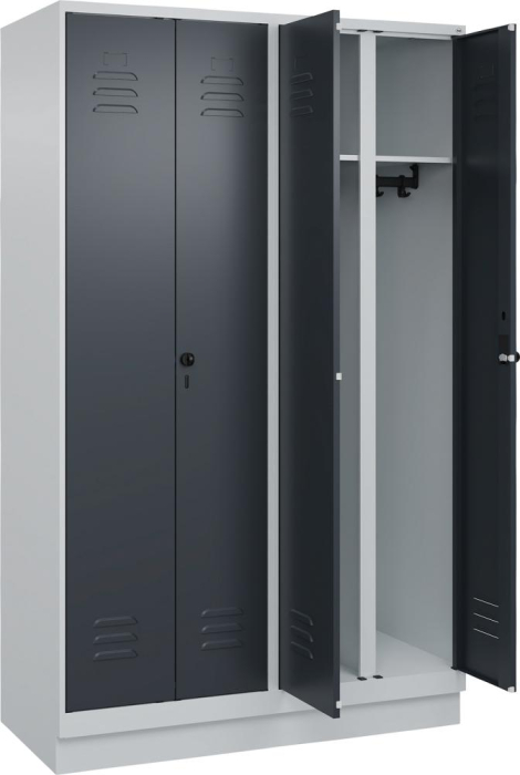 S/W-Gard.-Schrank CLASSIC
B1200xT500xH1950 mm
RAL 7035/7016, 4 Abteile - Detail 1
