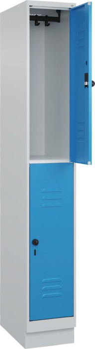 Doppelst. Schrank CLASSIC
B300xT500xH1950 mm
RAL 7035/5012, 1x2Abteile - Detail 1