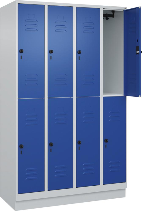 Doppelst. Schrank CLASSIC
B1200xT500xH1950 mm
RAL 7035/5010, 4x2Abteile - Detail 1