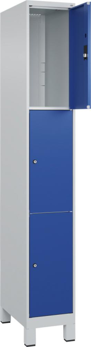 Fächerschrank CLASSIC
B300xT500xH1950 mm
RAL 7035/5010, 1x3 Fächer - Detail 1