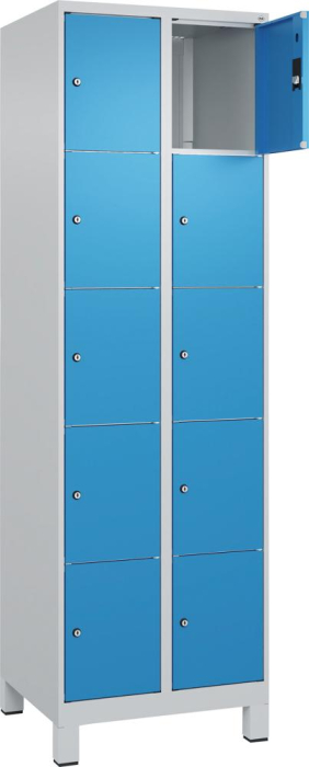 Fächerschrank CLASSIC
B600xT500xH1950 mm
RAL 7035/5012, 2x5 Fächer - Detail 1
