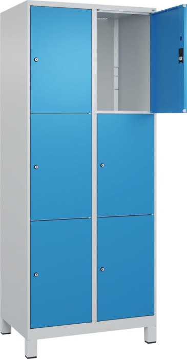 Fächerschrank CLASSIC
B800xT500xH1950 mm
RAL 7035/5012, 2x3 Fächer - Detail 1
