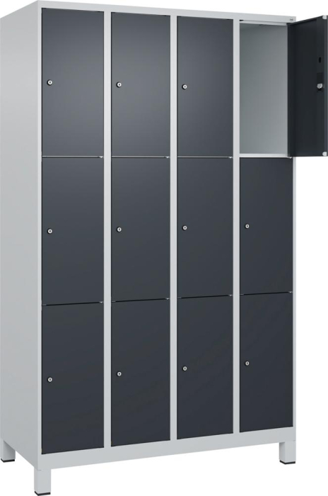 Fächerschrank CLASSIC
B1200xT500xH1950 mm
RAL 7035/7016, 4x3 Fächer - Detail 1