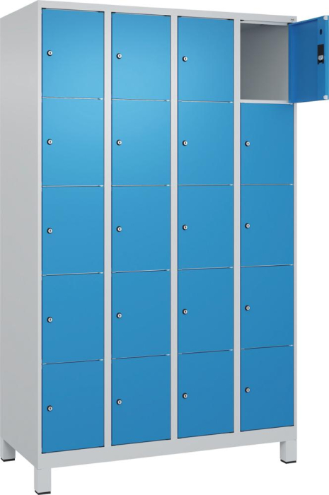 Fächerschrank CLASSIC
B1200xT500xH1950 mm
RAL 7035/5012, 4x5 Fächer - Detail 1