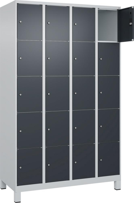 Fächerschrank CLASSIC
B1200xT500xH1950 mm
RAL 7035/7016, 4x5 Fächer - Detail 1