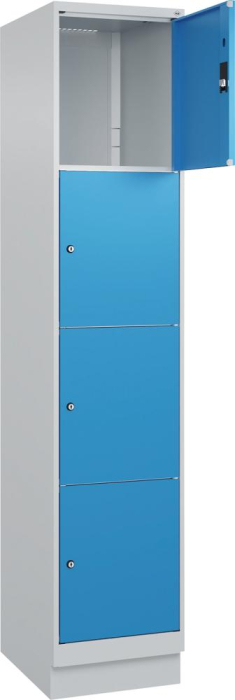 Fächerschrank CLASSIC
B400xT500xH1950 mm
RAL 7035/5012, 1x4 Fächer - Detail 1