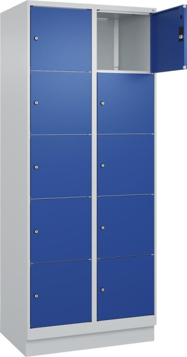 Fächerschrank CLASSIC
B800xT500xH1950 mm
RAL 7035/5010, 2x5 Fächer - Detail 1