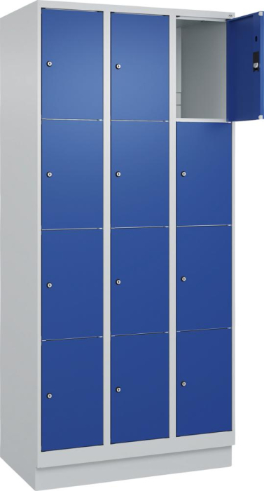 Fächerschrank CLASSIC
B900xT500xH1950 mm
RAL 7035/5010, 3x4 Fächer - Detail 1