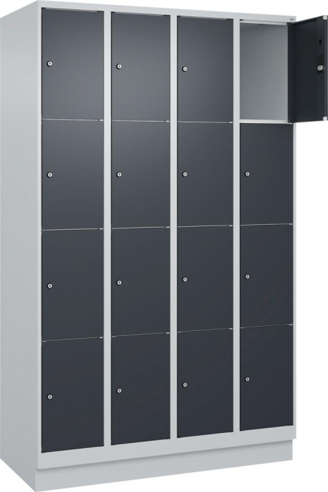 Fächerschrank CLASSIC
B1200xT500xH1950 mm
RAL 7035/7016, 4x4 Fächer - Detail 1