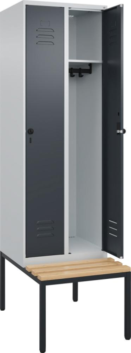 Garderobenschrank CLASSIC
B600xT500xH2120 mm
RAL 7035/7016, 2 Abteile - Detail 1