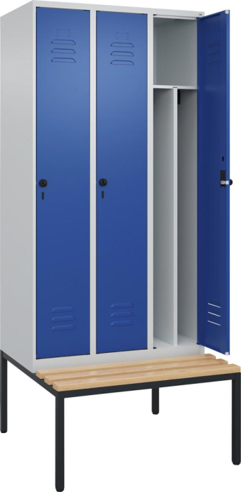 Gard.-Schrank TW CLASSIC
B900xT500xH2120 mm
RAL 7035/5010, 3 Abteile - Detail 1