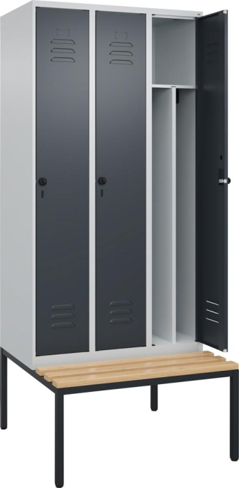Gard.-Schrank TW CLASSIC
B900xT500xH2120 mm
RAL 7035/7016, 3 Abteile - Detail 1