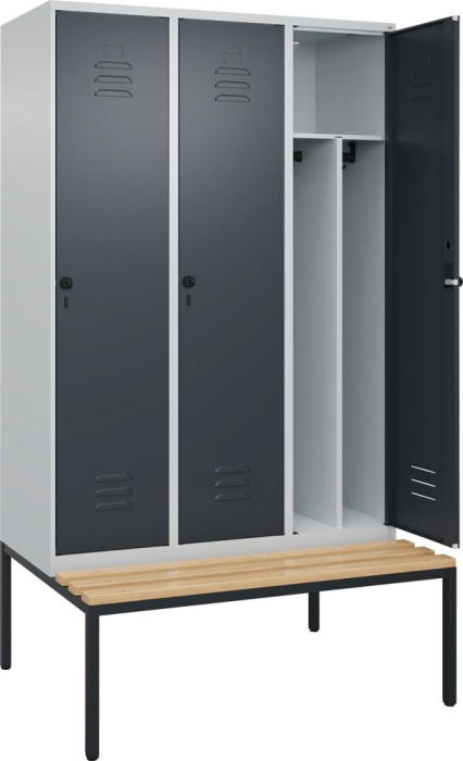 Gard.-Schrank TW CLASSIC
B1200xT500xH2120 mm
RAL 7035/7016, 3 Abteile - Detail 1