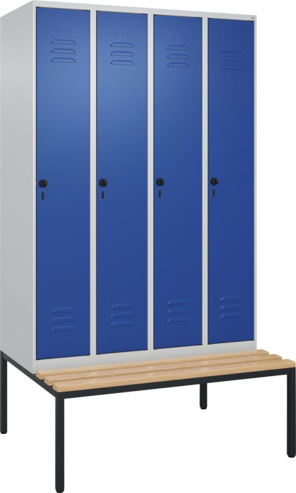 Garderobenschrank CLASSIC
B1200xT500xH2120 mm
RAL 7035/5010, 4 Abteile - Detail 1